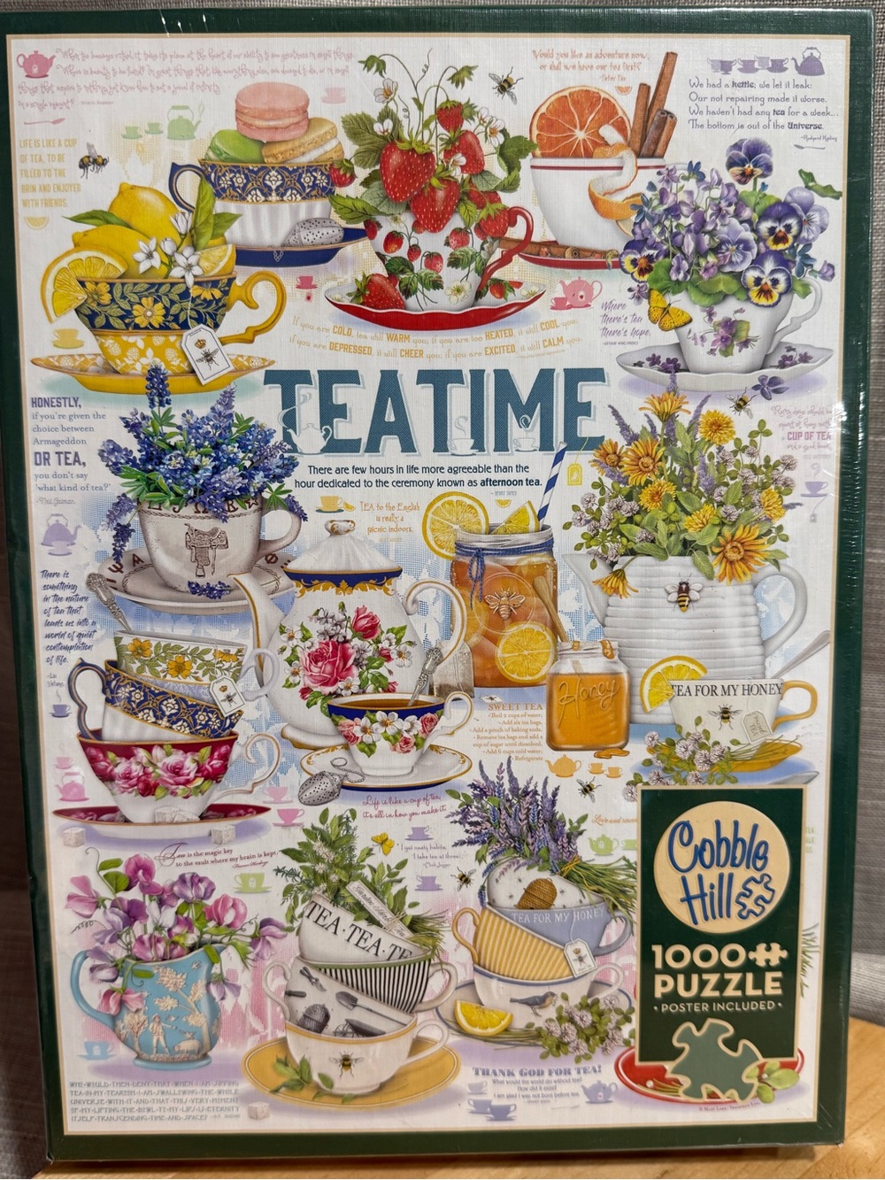 NWT Cobble Hill 1000 Piece Puzzle - Tea Time - Sample Poster Included